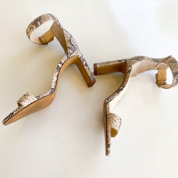 Vince Camuto Snake Animal Print Leather Heels Sandal Square Ankle Buckle Strap 8 - Picture 12 of 12
